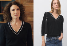 ICI TOUT COMMENCE : le pull noir avec col en V contrastant de Clotilde dans l’épisode 1348